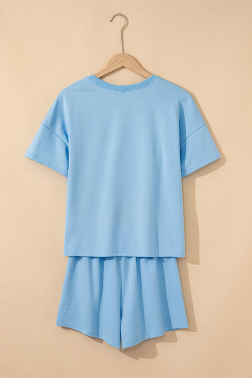 Sequin Patriotic Cowboy Boot Graphic V-Neck Tee And Shorts Set